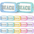 Clear Beach Makeup Bags 15-Pc Set Waterproof Chenille Letter