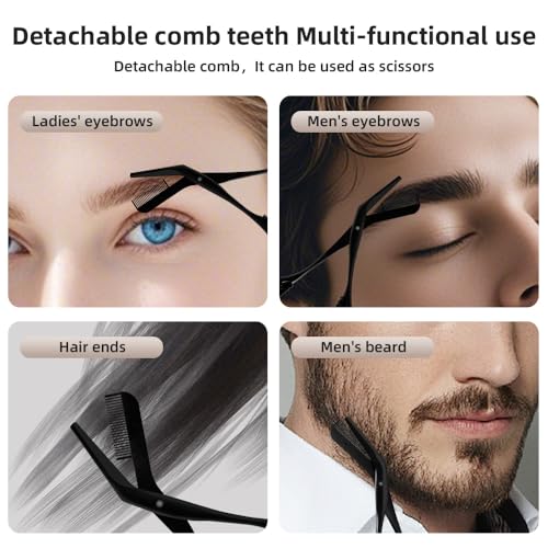 Eyebrow Scissors with Built-in Comb - Precision Trimmer