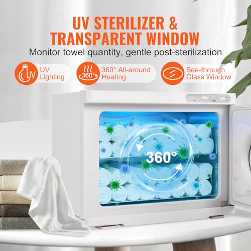 VEVOR 23L Hot Towel Warmer with UV Light & Stainless Steel Racks