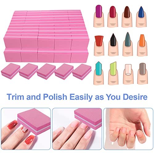 Mini Nail Buffers 100 Pack - 100/180 Grit for Acrylic & Natural Nails