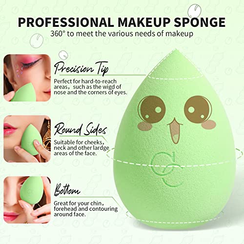 Docolor 17Pcs Colourful Makeup Brush Set + 3 Pcs Pea Pod Makeup Sponge, Premium Synthetic Kabuki Foundation Blending Rainbow Professional Make Up Brush Tool
