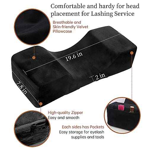 Eyelash Extension Velvet Lash Pillow Beauty Salon Memory Foam Neck Pillow for Lash Extension Grafting Make Up (Black)