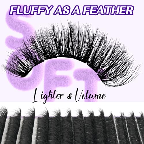 B&Q Fluffy Lash Clusters Kit 200D Mixed Volume Lash Clusters 10-18mm Individual Lashes Kit Salon-style Dramatic Thick eyelash extension 280pcs Suitable for Beginners Makeup at Home(KIT-200D)