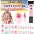 EBANKU 24pcs Press On Nails for Kids, Colorful Fake Nail Kit