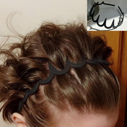 No-Slip Plastic Headbands with Teeth, 8 Pack Black