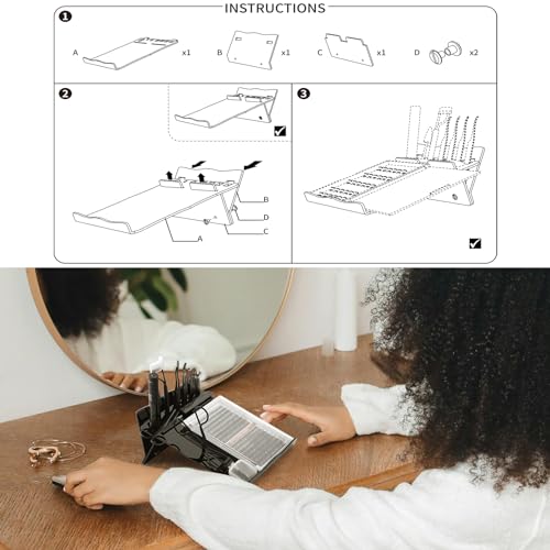 Beautyflier Lash Extension Kit Storage Tray for Grafting Lash Extension, Eyelash Holder Extension Tool Holder, Makeup Organizer False Eyelashes Glue Pallet Holder, Holder Only