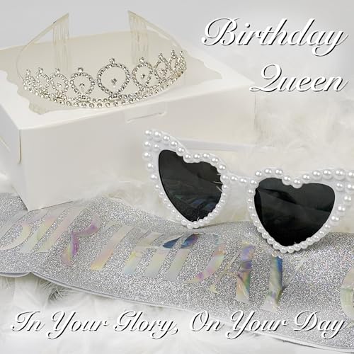 Birthday Queen Sash, Tiara & Accessories Set with Boa & Glasses