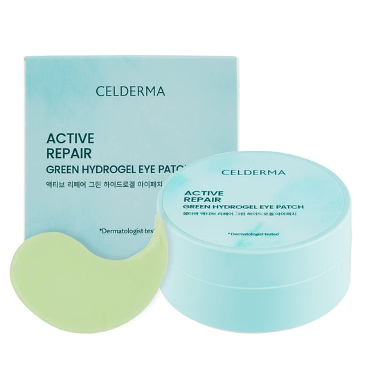 CELDERMA Active Repair Green Hydrogel Eye Patch [60 sheet / 30 pairs], Anti-aging & Nourishing, Whitening, Dark Circles, Wrinkle.