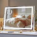 Hasipu Vanity Mirror with Lights, 15.7" x 11.8" LED Makeup Mirror, 3 Color Modes Touch Control and Brightness Adjustment Lighting Mirror, 10X Magnifying Glass, 360¡Æ Rotation