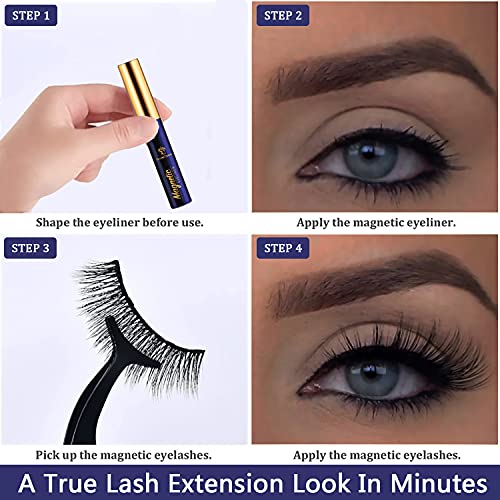 3D Magnetic Eyelashes with Magnetic Eyeliner Kit - 10 Pairs
