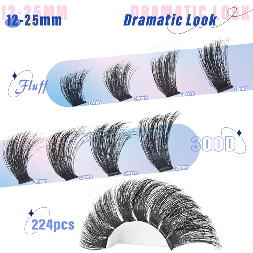 Yaiseiko 300D Fluffy Lash Clusters 12-25mm Eyelash Extensions