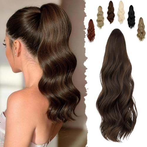 FELENDY 16" Curly Wavy Ponytail Extension Clip In Hair
