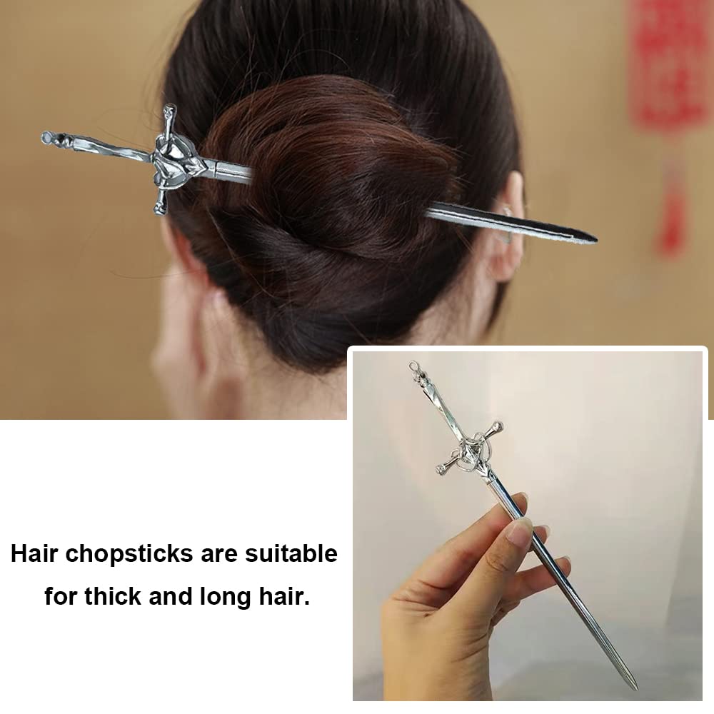 LELEVTXP 2 Pcs Metal Sword Hair Sticks Vintage Hair Chopsticks Simple and Elegant Hair Pins Sticks for Women and Girls Daily Wear