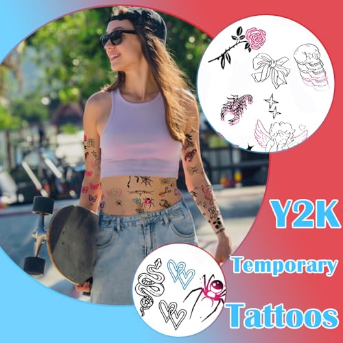 Y2K Temporary Tattoos - 10 Sheets Waterproof Fake Tats