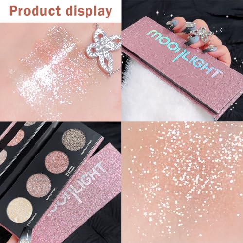 4-Color Pink Purple Eyeshadow Palette, Blendable Shimmer