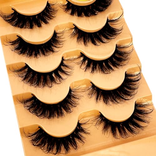 3D Cat Eye False Lashes 5 Pairs - Natural Fluffy Mink Lashes