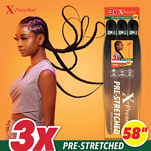 Sensationnel X-Pression Prestretched Braids 3X 58in Box Braids