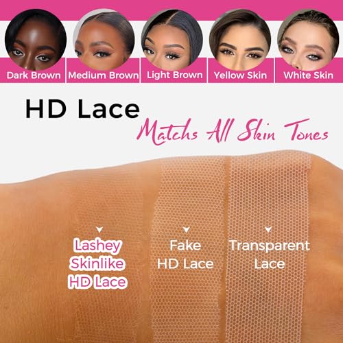 Lashey 2x6 SKINLIKE HD Lace Closure Human Hair Straight, 0.10mm Ultra-Thin Invisible HD Lace, Pre-Bleached Knots and Pre-Plucked Hairline 18 Inch Natural Black