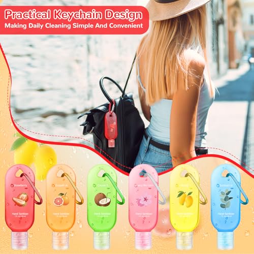 24 Pack Scented Hand Sanitizer Keychain - 1 oz Bulk Travel Size