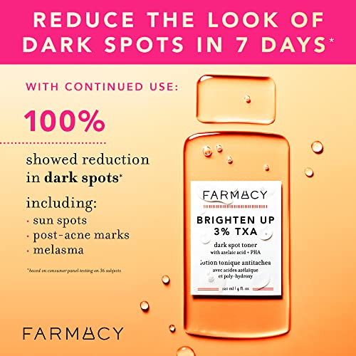 Farmacy 3% TXA Brightening Toner for Face - Dark Spot Corrector with Azelaic Acid, Tranexamic Acid + 5% PHA - Helps Even Texture + Tone, Fade Dark Spots + Exfoliate - Glow-Enhancing Skin Care (10ml)