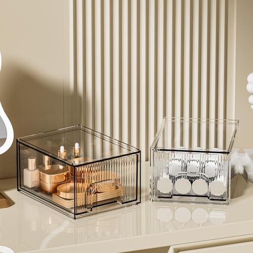 ZHIAI 2-Pack Clear Acrylic Makeup Organizer Drawer