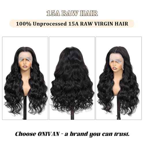 13x6 Body Wave Lace Front Wigs Human Hair Wig 15A Raw 250 Density Indian HD Lace Frontal Human Hair Wigs for Women (26 Inch)