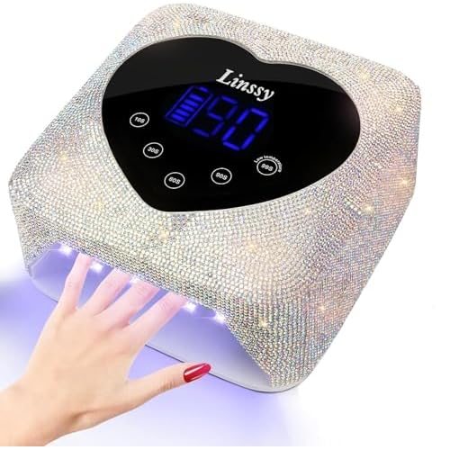 UV Nail Lamp, 72W Cordless Nail Lamp Nail Dryer with 5 Timer Settings, Large Heart Shape Smart LCD Screen with Touch Control UV Light for Nails, Professional LED Nail Lamp (Diamond)