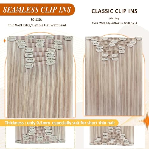 Full Shine Clip In Hair Extensions Human Hair Blonde 18 Inch 120G