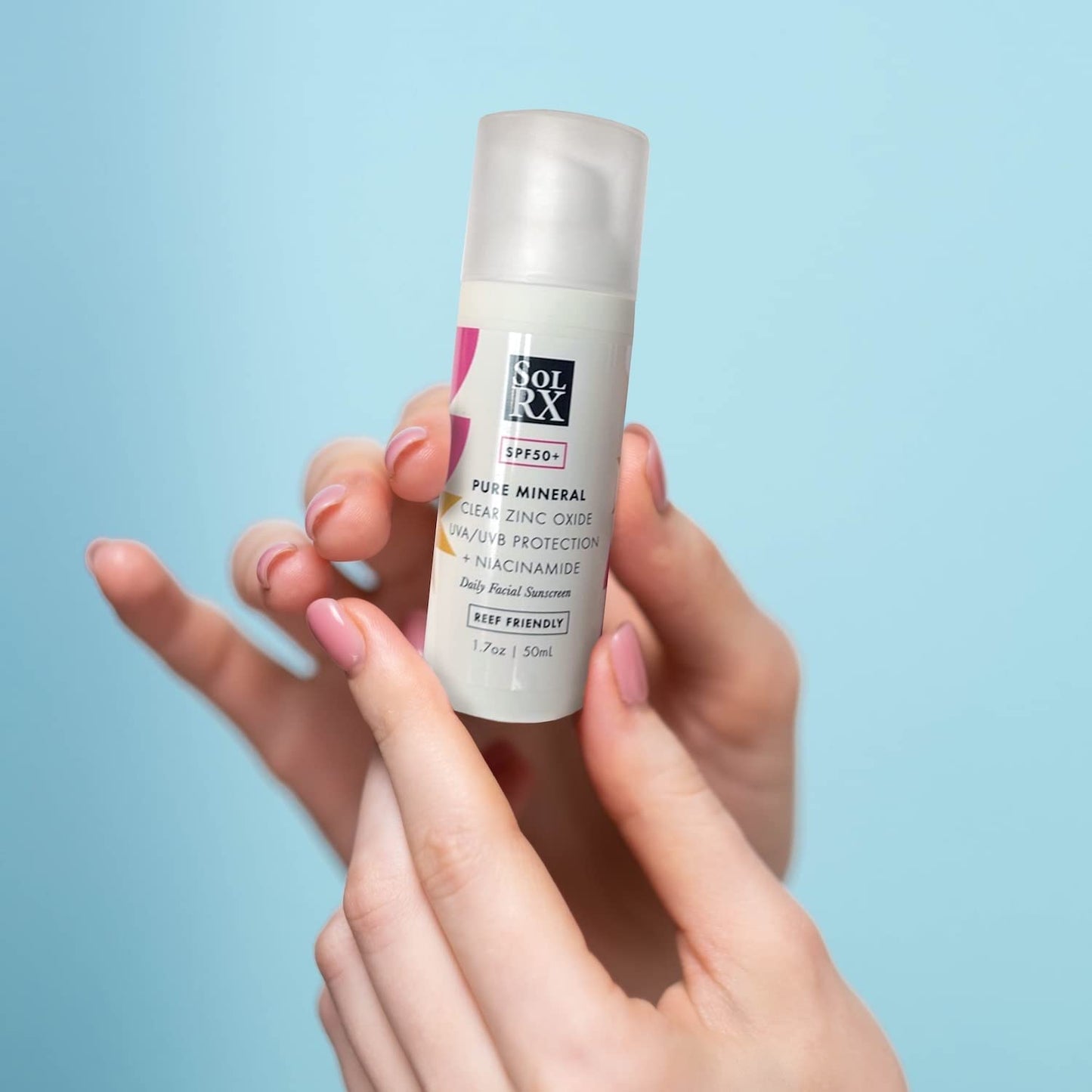 SolRX Pure Mineral SPF 50+ Face Sunscreen - 1.7oz Zinc Oxide Sunscreen with Niacinamide, Daily Facial Sunscreen, Reef Safe Sunscreen