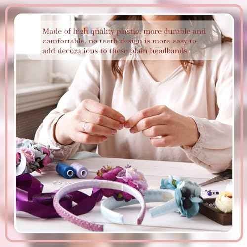 Hotop 100 Pcs Plastic Headbands Bulk 1 Inch Wide Craft No Teeth Plain Headbands DIY Hair Band Accessories for Girls Women (Black,1/2 Inch Wide)