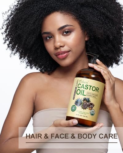 Yoken Organic Castor Oil 32oz - Pure Cold Pressed, EWG Verified
