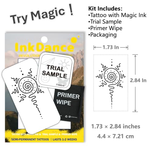 InkDance Semi-Permanent Tattoo - Mystic Sun Spiral Boho Design