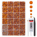 Orange Red Crystal Rhinestones 2mm-6mm with B7000 Glue Bedazzler Kit