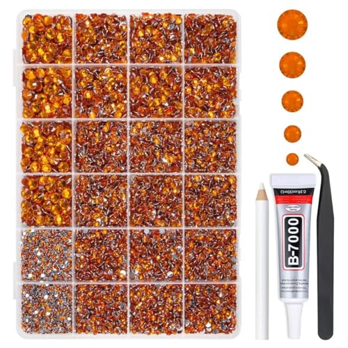 Orange Red Crystal Rhinestones 2mm-6mm with B7000 Glue Bedazzler Kit