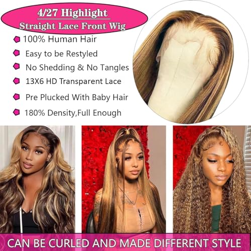 13x6 HD Lace Front Wig Human Hair 28" 180% Density Straight