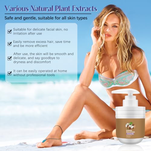 Retigazo Coconut Oil Facial Hair Removal Cream for Women - Gentle Skin Care, 1 Pack