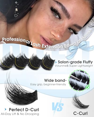 Pleell Wispy Fluffy Lash Clusters 10-18mm D Curl Volume Eyelash Extensions