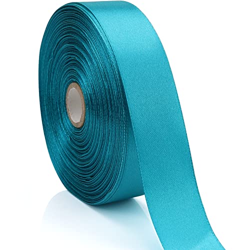 Nsilu 1 inch, Peacock Blue Ribbon for Gift Wrapping 50 Yards Perfect Wedding Party Wreath Sewing DIY Hair Accessories Decoration Floral Hair Balloons Other Projects