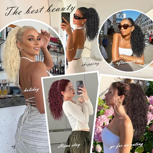 Brown Curly Ponytail Extension 18" Claw Clip Synthetic Hair