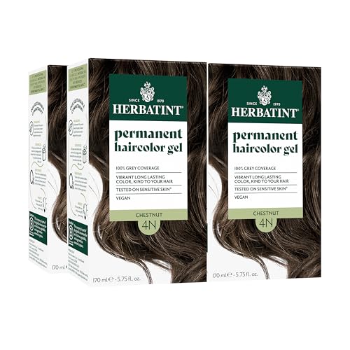 Herbatint Permanent Hair Dye - 4N Chestnut - For Up To 100% Gray Coverage of Resistant Gray Hair - Ammonia-Free, Alcohol-Free & Vegan - Salon Influenced Hair color 5.75 fl oz (4 Pack)