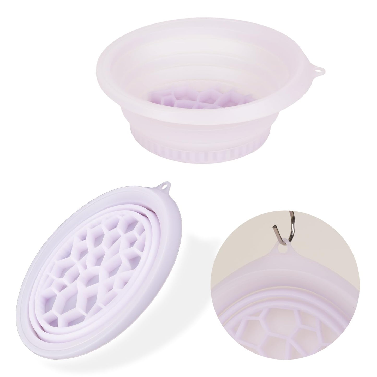 Portable Ice Bath Bowl for Face - Collapsible Silicone Bowl with Built-In Ice Tray for Acne Relief for Home, Travel & Parties (Purple)