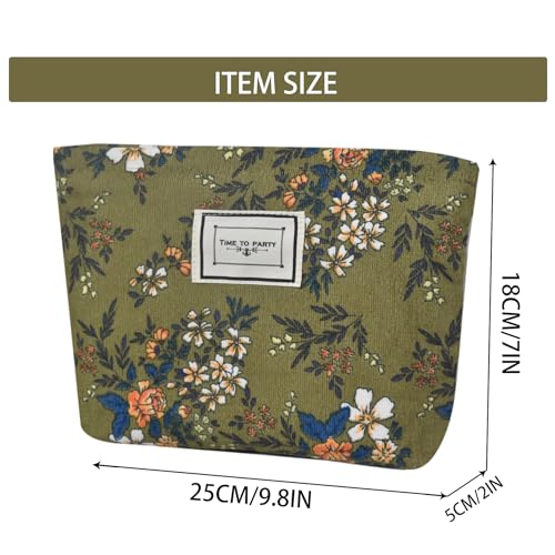 KeYaMee Large Cosmetic Bag for Travel, Corduroy Makeup Organizer