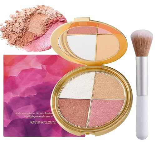 4-in-1 Blush Highlighter Eyeshadow Palette with Brush