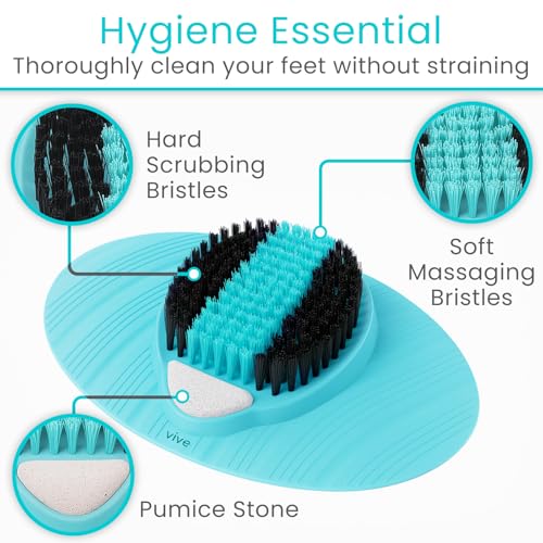 Shower Foot Scrubber with Pumice Stone - Exfoliating Foot Cleaner