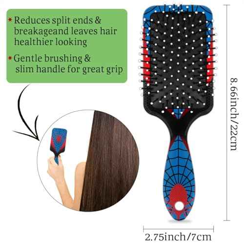 Kids Hair Brush for Boys Girls Toddler - Blue Red Spider Web Detangler Hairbrush for Wet Dry Thin Long Curly Hair Pain-Free Comb Glide Through Tangles with Ease and Massage Scalp