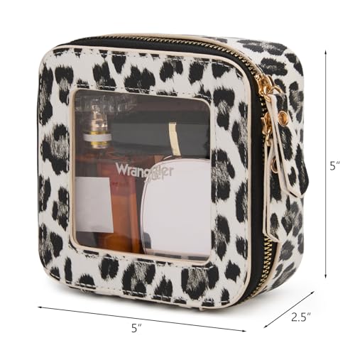 Montana West X Wrangler Clear Makeup Bag Travel Cosmetic Bag Portable Make Up Toiletry Organizer for Women Leopard