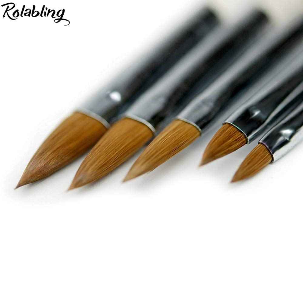 Rolabling Nail Brush Kolinsky Sable Acrylic Nail Art Brushes UV Gel Nail Painting Pen Brushes Set 5 pcs (1set)