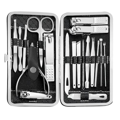 19-Piece Professional Manicure Set - Stainless Steel Nail & Pedicure Tools