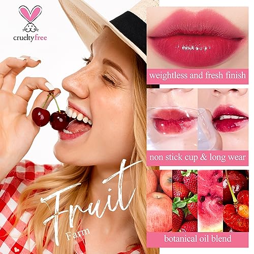 bayfree Lip Tint Stain Set, Korean Water Tint Lightweight Non-sticky, Waterproof Long Lasting Liquid Blush & Lip Stain, Transfer-Proof, Matte Finish Lip Color Makeup (fruit farm)