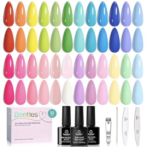Beetles Rustic Sonata Pastel Gel Polish Set - 25 Colors + Base & Top Coats, 5ml